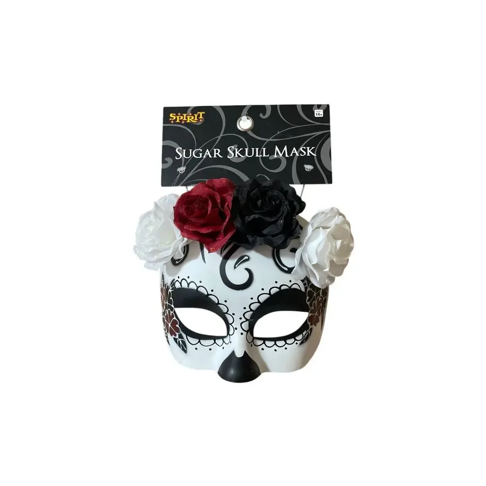 Spirit Halloween Sugar Skull Mask Floral Day of the Dead Costume NWT - Picture 1 of 8